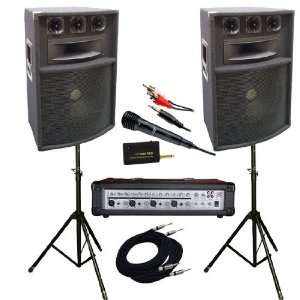 Pyle KTDM1289 1200 Watt Complete DJ Speaker System   12 Three Way 