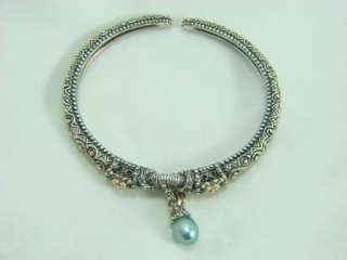   Sterling & 18K Charm Bracelet with Teal Cultured Pearl $180 Retail
