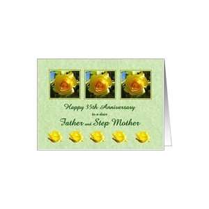  Happy 35th Anniversary Father and Step Mother   Yellow Rose Flowers 