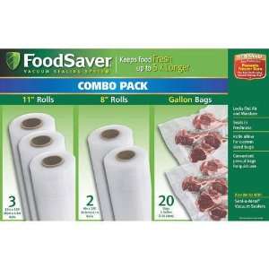 FoodSaver Bags Combo Pack (3) 11 Rolls, (2) 8 Rolls, (20) Gallon 