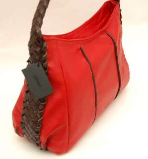 NWT DESMO ITALIAN LEATHER HOBO SHOULDER BAG TOTE ~RED  