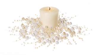 Votive Candle Wreath Ring White Ivory Pearl  