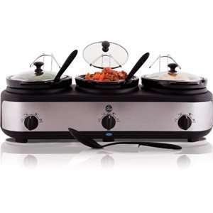  Rice Cookers and Steamers 3 crock Slow Cooker Buffet 