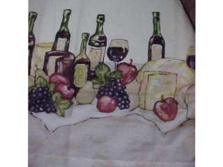 CURTAIN TIERS+VALANCE~Wine Bottles~Kitchen~Tuscan Theme~Merlot~Rod 