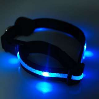 Blue Lights 2 Mode adjustable Lockable Nylon Dog Collar 6 LED  