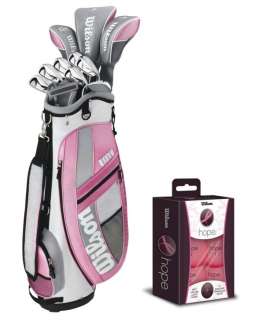   PLATINUM Womens Golf Club Set w/ Bag + 6 Wilson Pink Golf Balls  