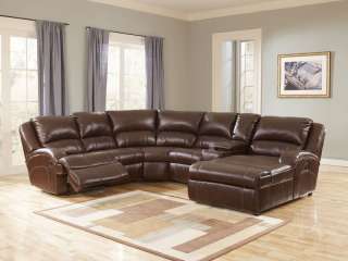 AUBURN BROWN BONDED LEATHER RECLINER SOFA COUCH CHAISE SECTIONAL SET 