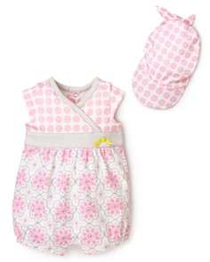 Offspring Infant Girls Mix Print Romper and Hat   Sizes 3 9 Months