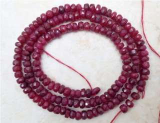 Precious RUBY 3.5 4mm (50 Loose Faceted Rondelle) Gemstone Beads 20 