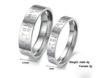   Steel English Words Promise Ring Couple Wedding Bands Many Sizes Gifts