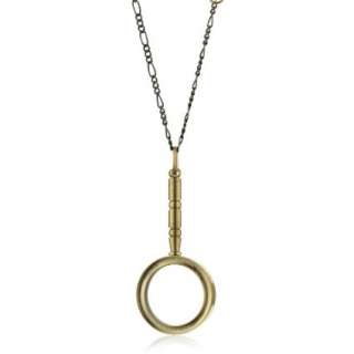 Ax + Apple Magnifier Brass Charm and Chain Pendant Necklace 