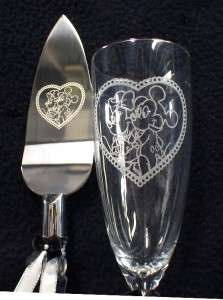 Mickey & Minnie Mouse Wedding Cake Topper LOT Glasses Knife server 