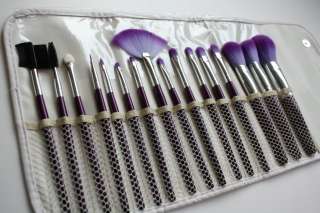 16 P purple cosmetic brush soft goal hair makeup set  