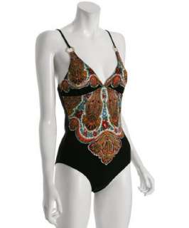 Red Carter black paisley Paris Is Burning swimsuit  BLUEFLY up to 