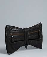 BCBGMAXAZRIA coal leather cinched side entry clutch style# 318206503