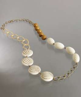 David Aubrey ivory vintage bead long necklace  
