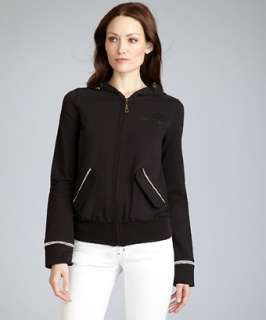 Love Moschino black stretch cotton rhinestone detail hooded sweatshirt 