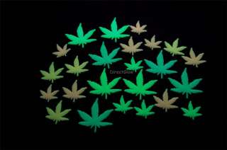 24 Piece Glow in the Dark Marijuana Weed Pot Leafs  