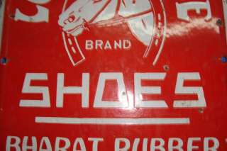 Old Vintage Porcelain Enamel Shoes Sign Board from India 1930 Very 