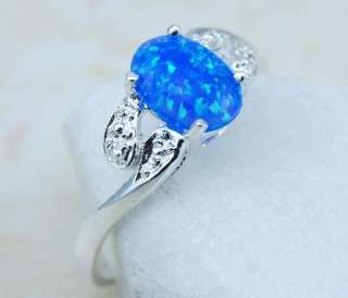 JEWELRY WHOLESAL BLUE FIRE OPAL gemstone sterling silver ring sz.7 