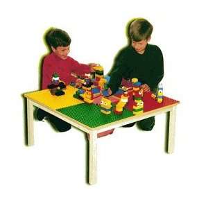  LEGO COMPATIBLE SMALL GRID PLAY TABLE WITH SOLID OAK LEGS 