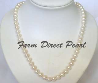 Genuine Cultured FW 8 9mm White Pearl Necklace 24 LONG  