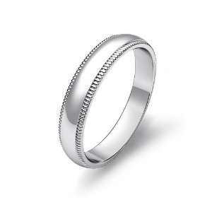   2g Mens Dome Milgrain Wedding Band 4mm Platinum Ring (7.5) Jewelry