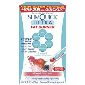 SlimQuick ULTRA Fat Burner Drink Mix, Mixed Berries, 26 Packets (Pack 