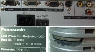 Panasonic PT LC75U LCD Projector ASIS 791871110799  