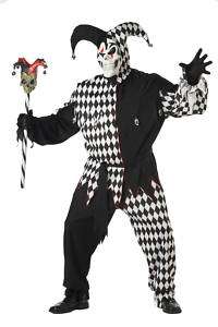 Men Evil Gothic Circus Clown Jester Plus Size Costume  