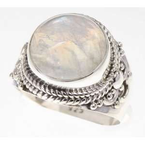   925 Sterling Silver RAINBOW MOONSTONE Ring, Size 8.25, 7.65g Jewelry