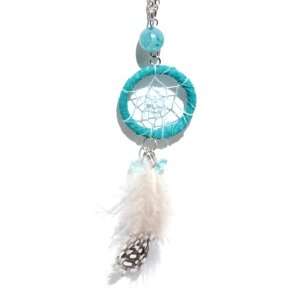   Blue Beaded Silver Chain Ethnic Native American Style Boho Jewelry