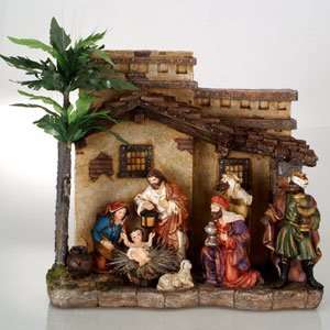 Fiber Optic Nativity Set With Holy Family & Three Wise Men:  