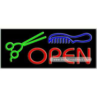Open (scissor, comb) Neon Sign:  Grocery & Gourmet Food