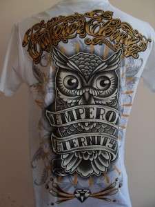 Emperor Eternity Glittering OWL Tattoo men T shirt White L  