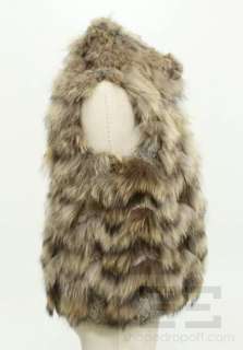 Theory Brown Rabbit & Asiatic Raccoon Fur Vest Size P  