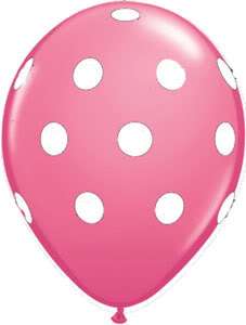 Latex Balloon ~Polka Dots ~ pink with white spots  