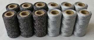 Black & 6 Silver Rayon Metallic Embroidery Threads  