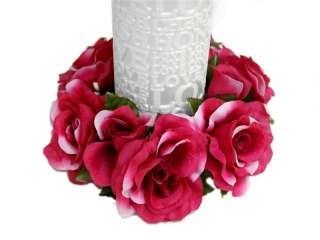 24 pcs Silk ROSES Flowers Candle Rings Wedding Tabletop Centerpieces 