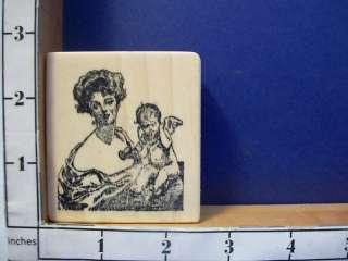 VICTORIAN WOMAN ANGEL BABY rubber stamp 15Z  
