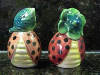 Anthropomorphic VINTAGE Ladybug Lady Bugs SALT PEPPER SHAKERS  