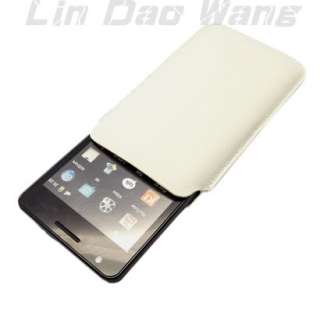 White Genuine Leather Pouch + Film For Samsung Galaxy S II i9100