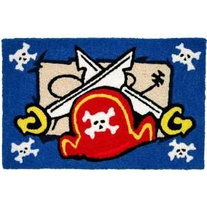 Captain Pirate Hat Swords Skulls Crossbones Jellybean Accent Area Rug