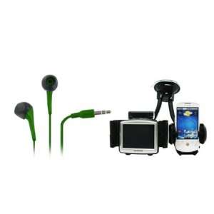  EMPIRE HTC One X 3.5mm Stereo Earbud Headphones (Neon Green) + Car 
