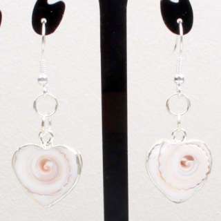 43mm Natural Sea Shell Heart Beads Hoop Earrings NEW~~  