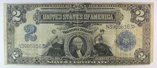 1899 Blue Seal $2 Two Dollar Note Silver Certificate Agriculture 