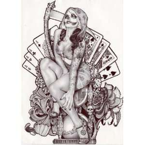  Reaper Girl by Mouse Lopez Prison Artist Tattoo Sketch 