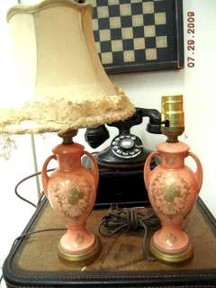 antique BERKELEY SMALL TABLE LAMPS rose GILT NOS  