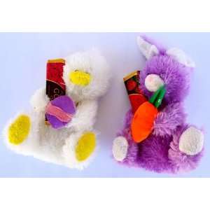 White Chick & Purple Bunny Rabbit Plush Stuffed Animals With Premium 