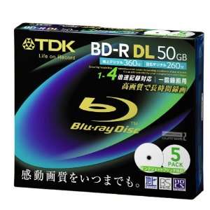  TDK Blu ray Disc 5 Pack   50GB 4X BD R DL   Printable 